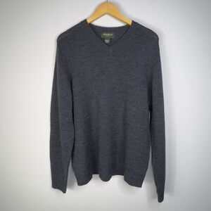 Eddie Bauer 100%  Wool V Neck Sweater Size Medium Gorpcore Outdoors